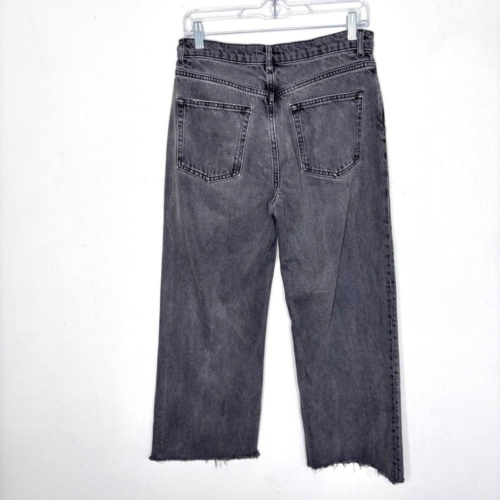 Reformation Jeans 28 Gray Cropped Wide Leg Button Fly Raw Hem Sustainable Fabric - Picture 2 of 12